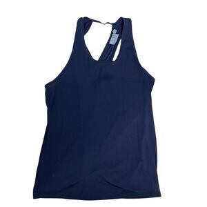 Athleta Tank Navy Blue Cross Over Straps Open Back with Tie XS